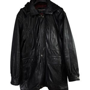 Vintage Wilson's Leather Men's Black Jacket Size L Mid-Length Casual